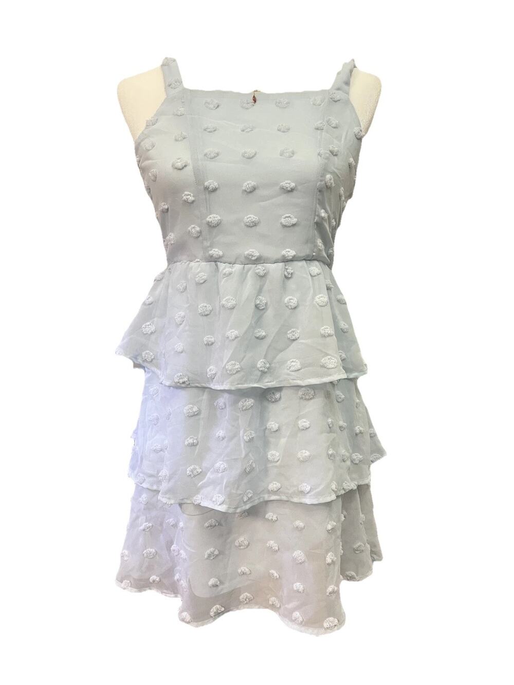 Juniors Girls Franki Size Youth 14 Pale Blue Lined 28" Length Dress Back Zip